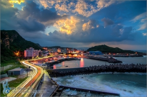 龜吼海岸＆野柳漁港．日落雲彩＆車軌