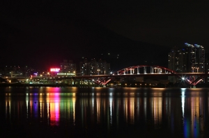 第一次拍夜景…關渡大橋一張流