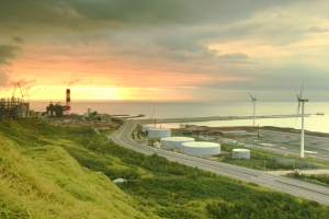 林口火力發電廠夕色