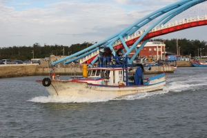 新竹+漁港+夕陽+單眼 = 簡單的悠閒