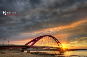 桃園大園鄉 夕燒竹圍彩虹橋