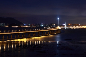 夜攝深圳灣公路大橋 - 一張流