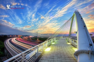 新竹 豎琴橋夕色彩霞
