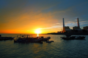 火力發電廠--夕陽