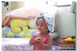 我女兒的牛牛帽^^