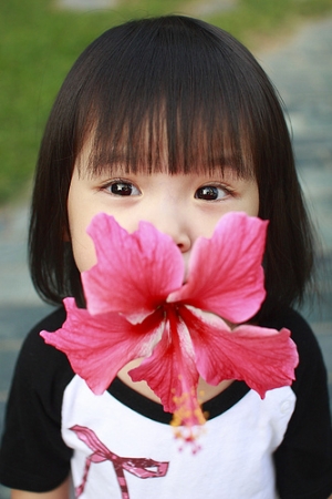 那 女 孩 吃 了 花