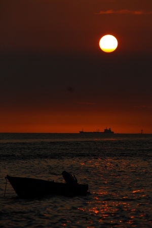 淡水夕陽小船