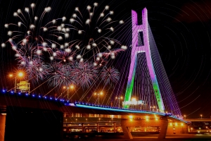 舊照新賞(八)新北大橋+煙火+星軌)