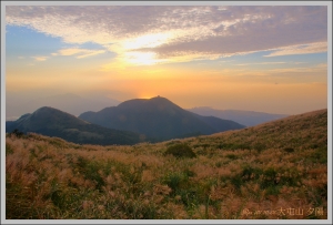 大屯山 山頂 芒花加上日落